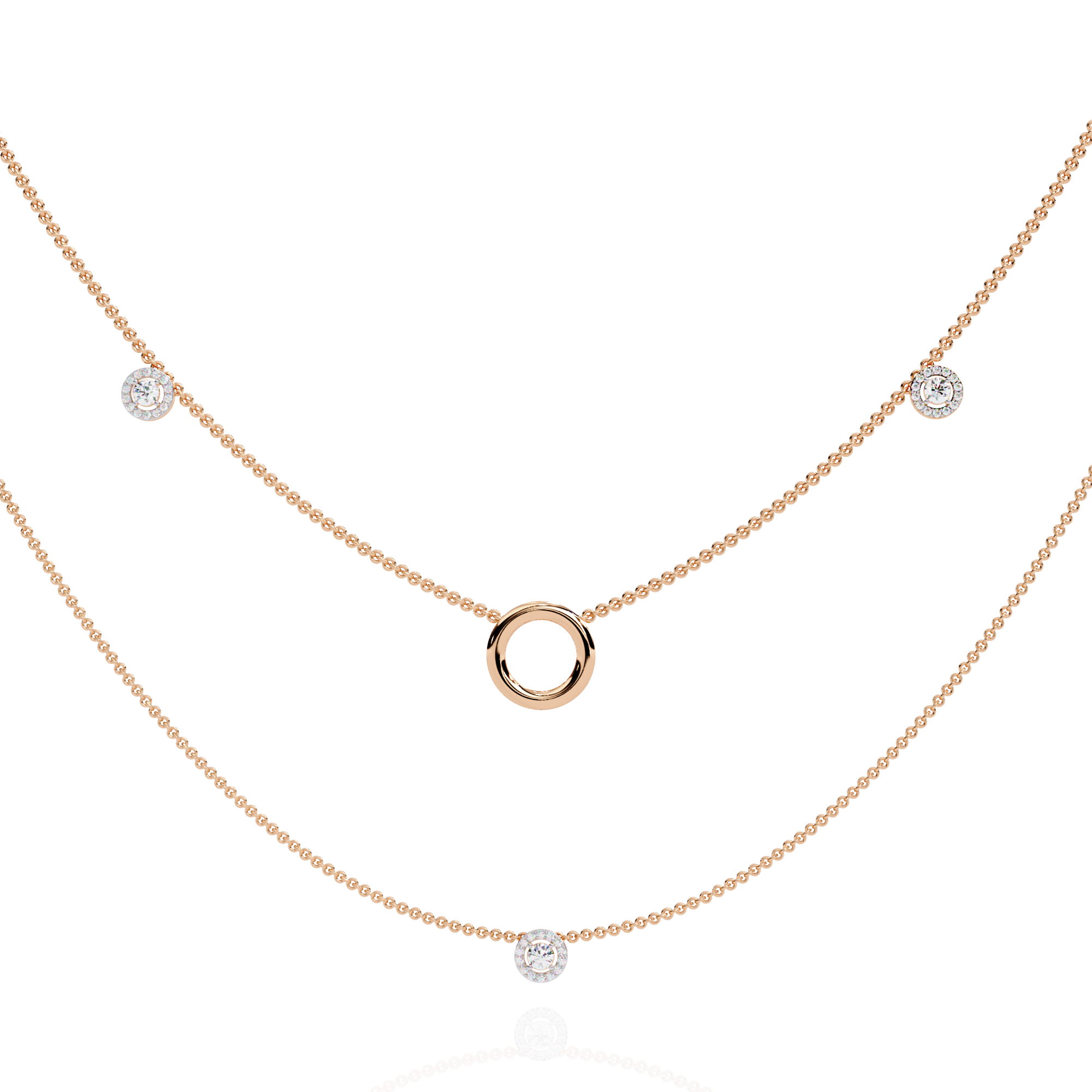 Solitairekart 0.46ct Natural Diamond Trio Charm Necklace-HI Color, VS-SI Clarity